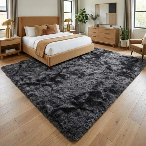 Vista 6 de Alfombra suave y esponjosa para dormitorio, alfombra de felpa lanuda de 7 x 10, alfombra antideslizante y mullida para sala de estar, habitación