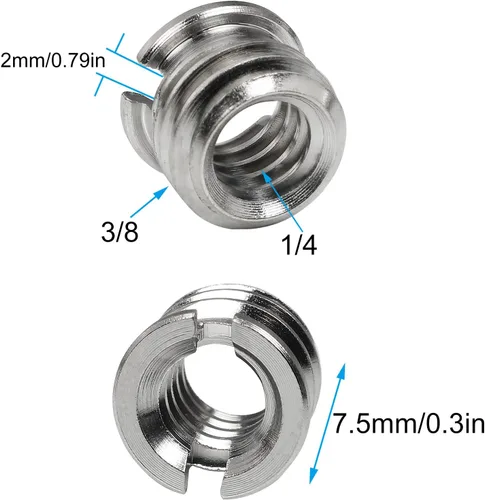 Vista 3 de Adaptador de rosca de trípode LUORNG de 1/4"-20 hembra a 3/8"-16 macho, 10 unidades, adaptador de tornillo estándar, convertidor de buje reductor