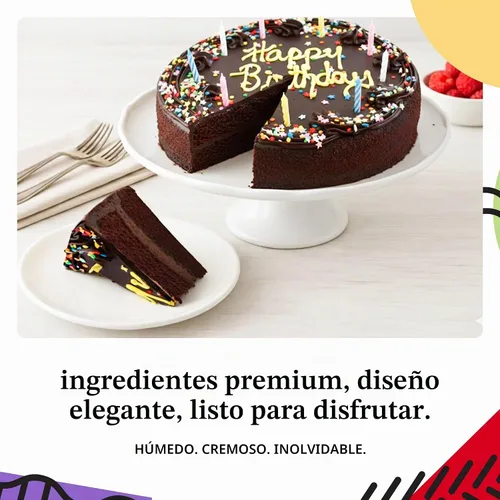 Vista 3 de David's Cookies Pastel de Chocolate Fudge de 10" - Pastel de Cumpleaños para Entrega Postre Fresco de Panadería - Pasteles de Calidad para Entrega