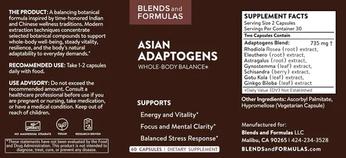 Vista 2 de Adaptógenos (Rhodiola, Eleuthero, Astrágalo, Gynostemma, Schizandra, Gotu Kola, Ginkgo Biloba)
