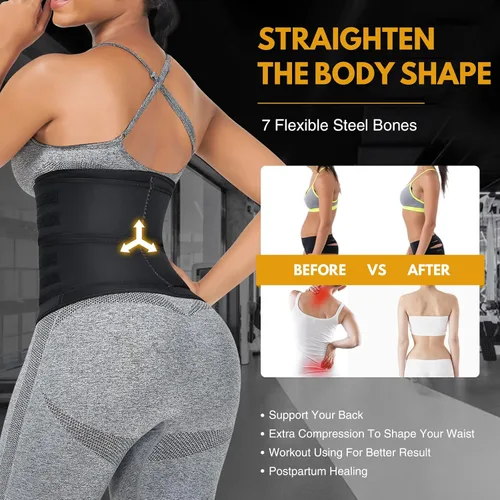 Vista 3 de FeelinGirl Fajas Colombianas Underbust 3 Segmented Waist Trainer Corsets Body Shaper Hook And Eye Black