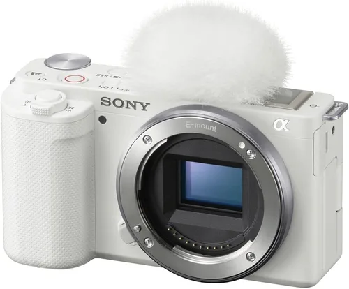 Vista 2 de Sony ZV-E10 Cámara sin espejo (cuerpo, blanco) (ILCZV-E10/W) + tarjeta de memoria de 64 GB + bolsa + lector de tarjetas + cable HDMI + trípode