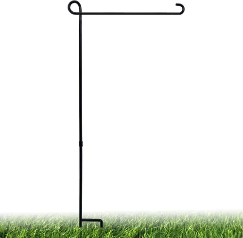 Vista 8 de PHITRIC Soporte para bandera de jardín, asta de bandera de patio con recubrimiento de polvo de alta calidad, asta de bandera de metal negro