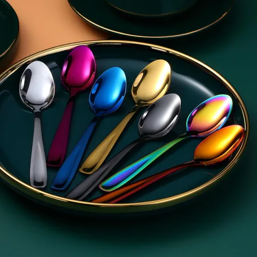 Vista 3 de 8 Pieces Dessert Spoons Teaspoons Small Coffee Spoons Espresso Spoons, 5.5 Inch (black)