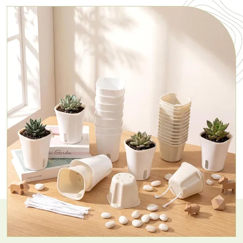 Vista 5 de Ziliny 20 piezas de 3.74 pulgadas Macetas de riego automático Macetas de riego automático para plantas de interior Macetas de plástico para jardín