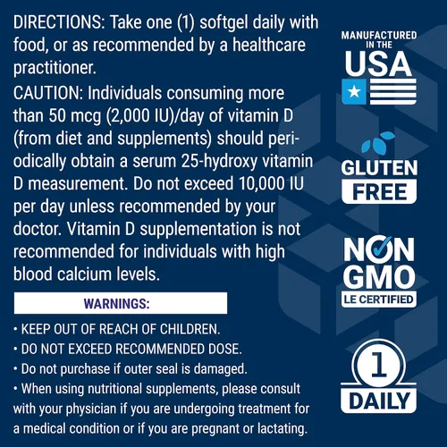 Vista 7 de Life Extension Vitamina D3 175 mcg (7000 UI), Apoyo al Sistema Inmunológico, Salud Ósea, Rendimiento Cerebral, Sin Gluten, No OGM, Una Vez al Día