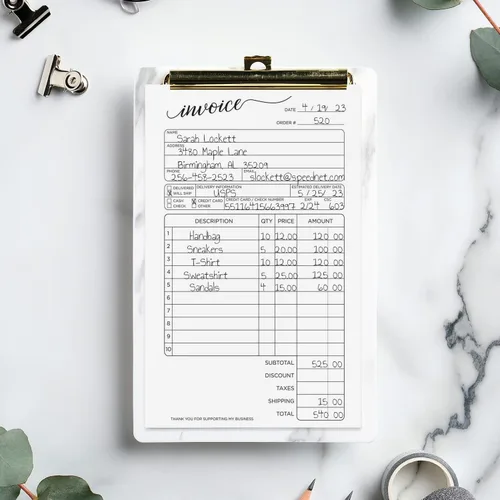 Vista 4 de Stylish Script - Bloc de formulario de factura sin carbono de 2 partes, 50 hojas, 3.4 x 5.5 pulgadas, libro de recibos de venta de pedidos de compra
