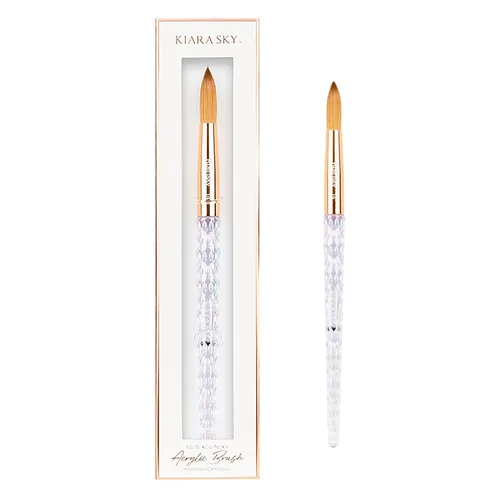 Vista 21 de Kiara Sky Pincel Acrílico #8 - Negro 100% Puro Kolinsky Mango de Corte de Cristal y Resistente al Acetona