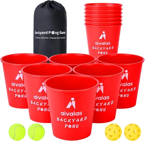 Vista 9 de Aivalas Yard Pong Outdoor Games, Giant Yard Games Set with 12 Buckets and Balls for Adults and Family, Toss Game Throwing Games for Beach, Camping