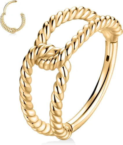 Vista 38 de Anillo Clicker de Acero Quirúrgico 316L para Tabique Nasal, Aro para Nariz, Aro Durmiente, Pendiente de Aro, Hélix, Rook, Conch, Cartílago, Daith