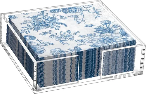Vista 12 de Kordory Bandeja con soporte para toallas de invitados de acrílico para baño, soporte transparente rectangular para servilletas de baño para cocina