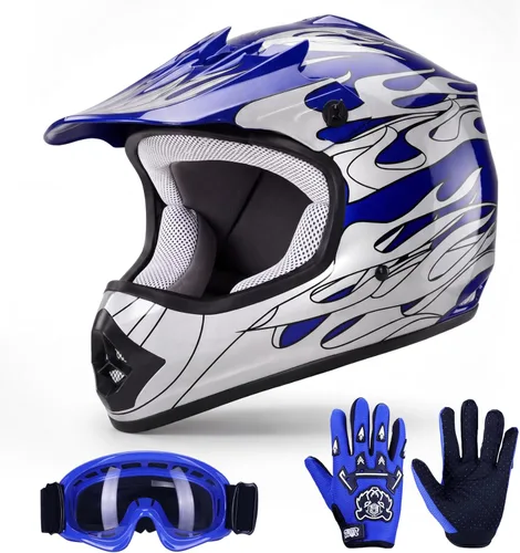 Vista 10 de TCT-MOTORPARTS - Casco para niños o jóvenes, modelo de calavera negra, aprobado por el DOT, para motocross, cuatrimoto, bicicleta de tierra