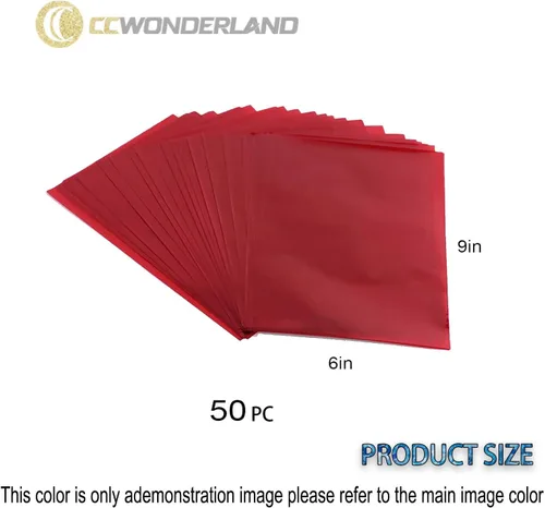 Vista 2 de Paquete de 50 bolsas de celofán transparentes de 6 x 9 pulgadas, color naranja