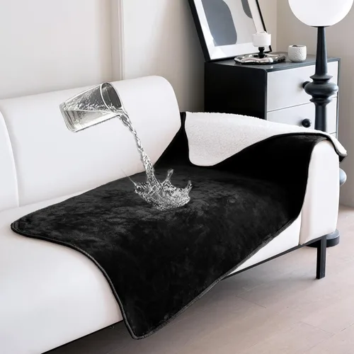 Vista 42 de gogobunny Manta de cama impermeable, manta reversible de forro polar Sherpa para perro, cachorro y gato, funda para muebles que protege la cama Beige