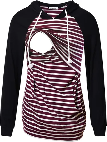 Vista 113 de GINKANA Sudadera con capucha para mujer, manga larga, lactancia materna, ropa casual