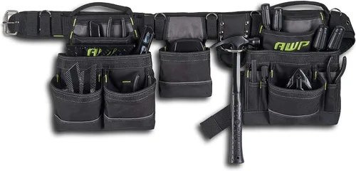 Vista 2 de AWP Plataforma de herramientas de carpintero con asas de transporte, cinturón de herramientas premium, cinturón acolchado de malla de aire que se