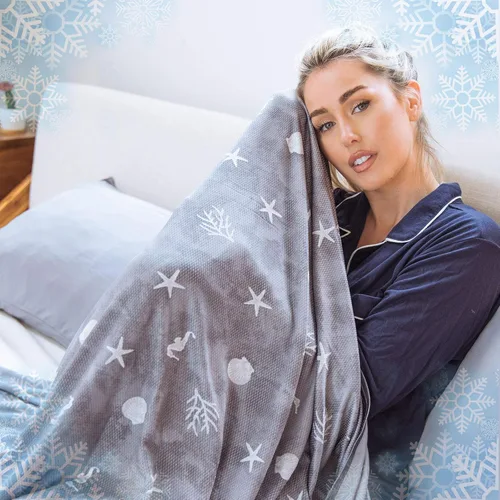 Vista 13 de Ailemei Direct Manta refrescante con efecto frío de doble cara, ligera, transpirable para verano, manta de cama con temática costera de gran