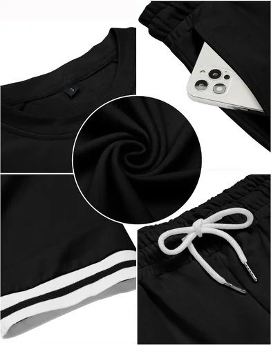 Vista 5 de Babioboa Conjunto corto de 2 piezas para hombre, conjunto deportivo de verano a la moda, casual, pantalones cortos, ajustado, deportivo, sudadera