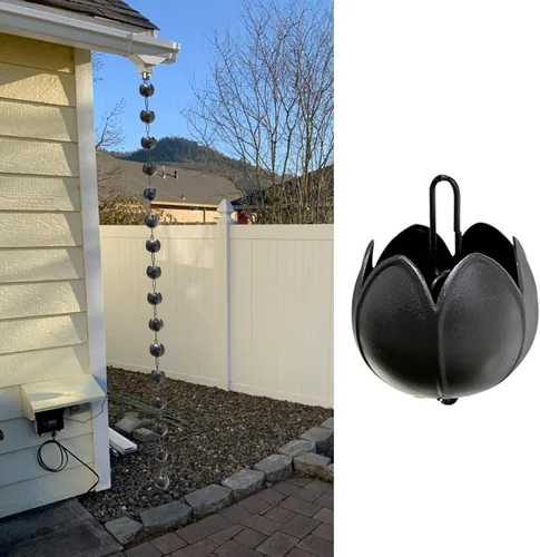 Vista 10 de Aluminum Rain Chains for Gutter, Rain Water Catching System Decoration, 2.4M 2.6M 3M Rain Chimes Rain Catcher Chain, Easy Installation,Style B-1m