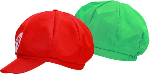 Vista 4 de Super Mario - Sombrero de Super Mario Bros unisex rojo y verde para cosplay XCOSER