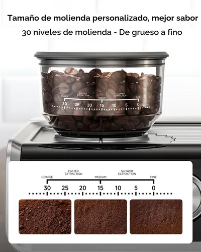 Vista 3 de EUHOMY Máquina de Espresso con Molinillo, Cafetera de 20 Bares con Varilla de Vapor para Espumar Leche, Máquinas de Café Espresso Profesionales