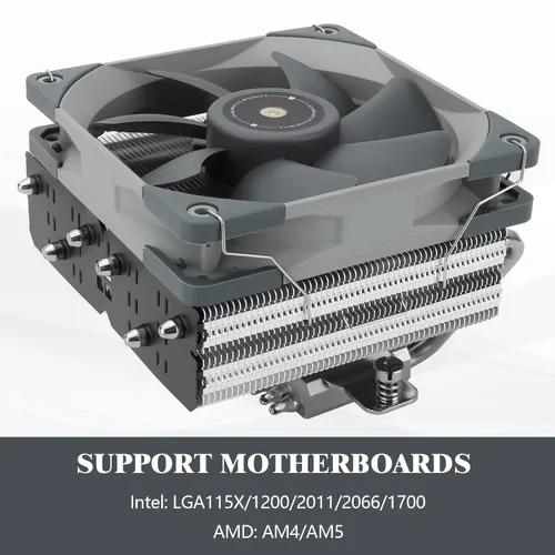 Vista 6 de Thermalright Enfriador de aire de CPU SI-100, tubos de calor de 6 × 0.236 in, enfriador de CPU silencioso PWM de 4.724 in con 2000 RPM