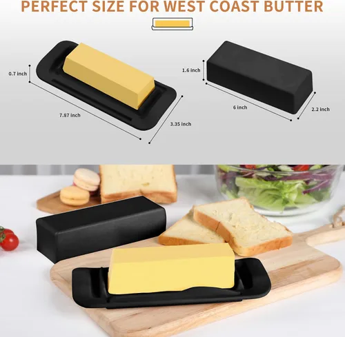 Vista 5 de Mantequillera de bambú con tapa y cuchillo, pequeño recipiente para mantequilla para un palo de mantequilla, recipiente para mantequilla
