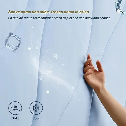 Vista 2 de Unikome - Protector de colchón ultra suave e impermeable para personas que duermen con calor Azul claro