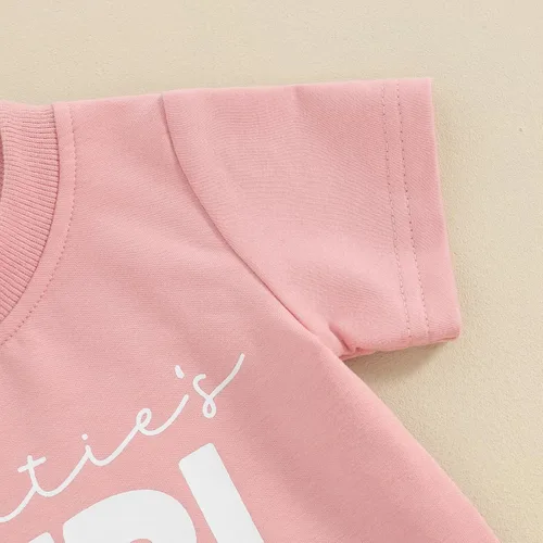 Vista 3 de CREAIRY Conjunto de camiseta de manga corta para niña recién nacida, camiseta de manga corta, pantalones cortos, conjunto de sudadera para niños