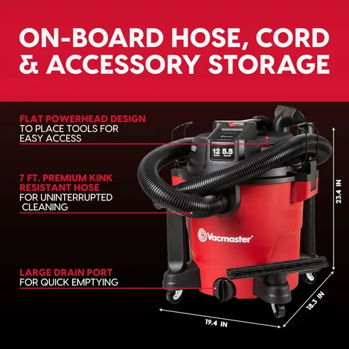 Vista 8 de Vacmaster Aspiradora de 12 galones, 5.5 HP Pico de alta capacidad, húmeda/seca - VJH1211PF 1101