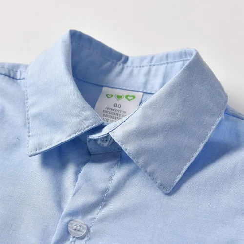 Vista 5 de Conjunto de traje de caballero para niños pequeños, camisa de manga corta + tirante + pantalones cortos + pajarita, 4 piezas para niños pequeños