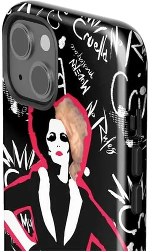 Vista 2 de Skinit Impact - Funda compatible con iPhone 14 Plus, diseño animado de Disney Cruella con licencia oficial Negro - L06