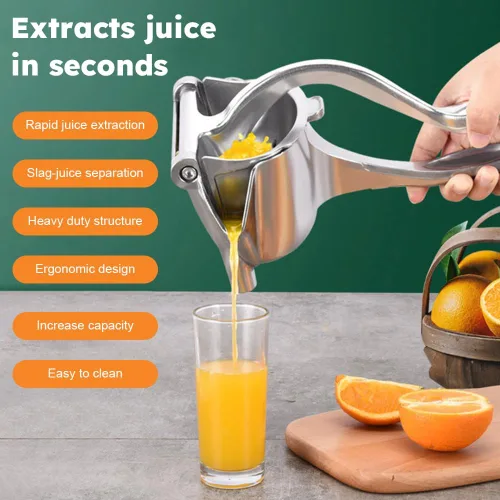 Vista 9 de Exprimidor de limón de granada naranja, prensa manual de cítricos, mango ergonómico barra de prensa manual (plata)