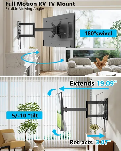 Vista 6 de FORGING MOUNT Soporte de pared vertical para TV RV con cerradura con horizontal a vertical para televisores y monitores de 13 a 43 pulgadas, soporte