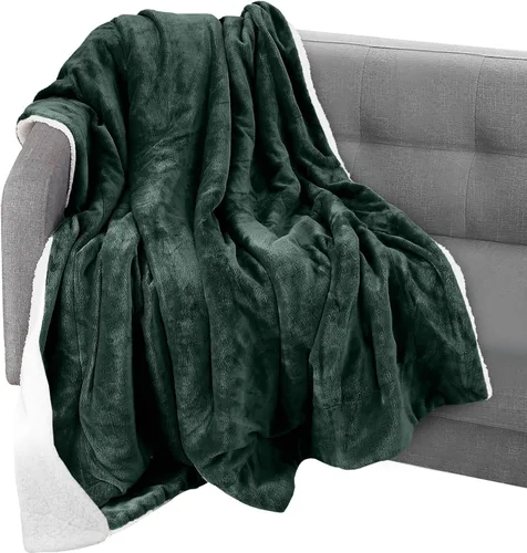 Vista 13 de Elegant Comfort Manta, Manta Reversible de Franela Sherpa, Ultra-Suave, Mullida, Acogedora y Afelpada - Manta Decorativa Ligera para Todas las Gris