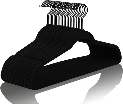 Vista 16 de MIZGI - Perchas de terciopelo premium - de alta resistencia, antideslizantes, (paquete de 50 unidades), ganchos color azul agua y dorado rosa