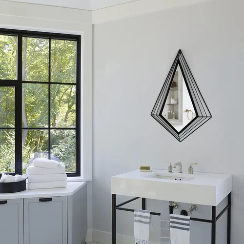 Vista 3 de Uniquewise Uniquewise- Espejo moderno decorativo con forma de diamante en forma de diamante de 27 pulgadas de alto para montar en la pared, un