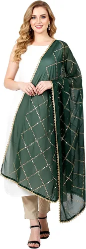 Vista 7 de Chandrakala Dupatta de gasa para mujer, chal bufanda envolvente Chunni (D238-P)