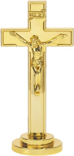 Vista 8 de 6 cruces de crucifijo de pie de Jesús dorado, cruces católicas de 7