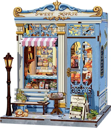 Vista 14 de Kit de Rincón de Libro - Kit de Casa de Muñecas en Miniatura DIY Scene para Adultos, Rompecabezas 3D de Estantería 255 Piezas, Modelo de Casa