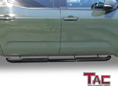 Vista 3 de TAC - Estribos laterales compatibles con Toyota Tundra CrewMax 2022-2024, estribos negros de 3 pulgadas, barras laterales, rieles de escalón, barras