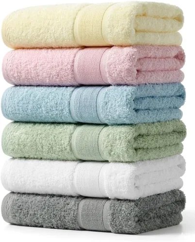 Vista 24 de Aibaser Toallas de baño, 27 x 54 pulgadas, naturales, ultra absorbentes, para baño, viajes, gimnasio, ducha y spa (juego de 6 piezas) (azul)