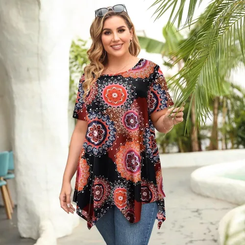 Vista 5 de LARACE - Camiseta tipo túnica con vuelo para mujer, de ajuste suelto y cómodo, favorecedora a la silueta