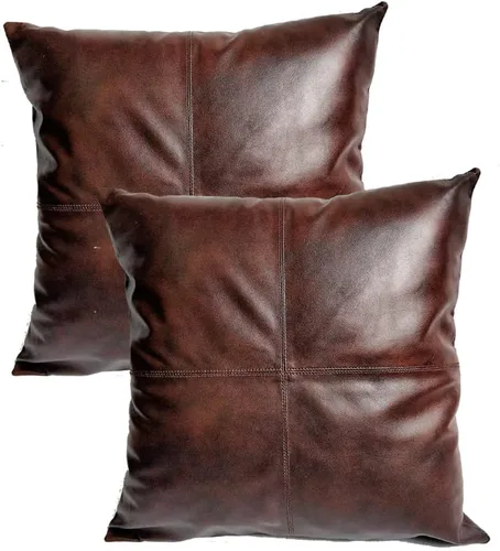 Vista 21 de Funda de almohada de cuero de cordero 100% cuero de cordero – Funda de cojín para sofá – Fundas decorativas para sala de estar y dormitorio, cuero