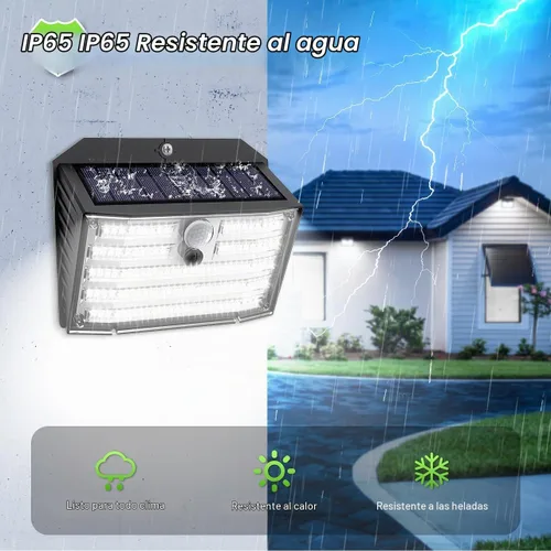 Vista 6 de CLAONER Luces solares para exteriores [126 LED], luces inalámbricas con sensor de movimiento, luces de seguridad impermeables IP65, 3 modos, ángulo