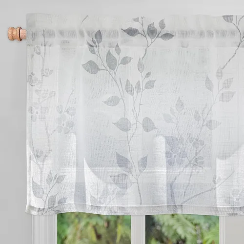 Vista 30 de Beauoop Juego de 2 cortinas semitransparentes de lino floral para sala de Clásico azul y gris