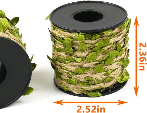 Vista 3 de 2 rollos de cinta de hojas de 66 pies, hojas verdes, decoración de vides artificiales 2 rollos de cinta de hojas de 66 pies, utilizada para fiesta