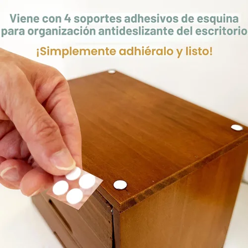 Vista 2 de Gabinete de boticario modular apilable de escritorio con 3 cajones, boticario de madera maciza para mesa, cajones de catálogo de tarjetas