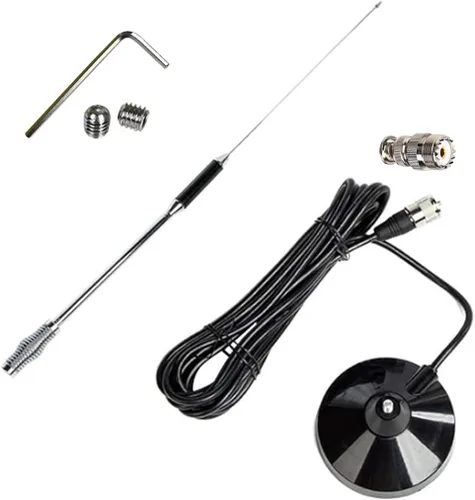 Vista 4 de Antena de radio CB de 27 pulgadas con adaptador BNC y montaje magnético para President Midland Cobra Uniden Anytone Truck Radio