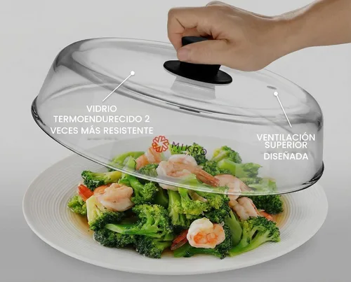 Vista 2 de Cubierta de vidrio para salpicaduras de microondas para plato de alimentos, resistente protector de salpicaduras de vidrio de borosilicato